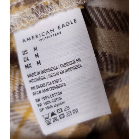 American Eagle Womens Medium Gold Plaid Very Soft Heavyweight Button Up Shirt - Picture 11 of 11